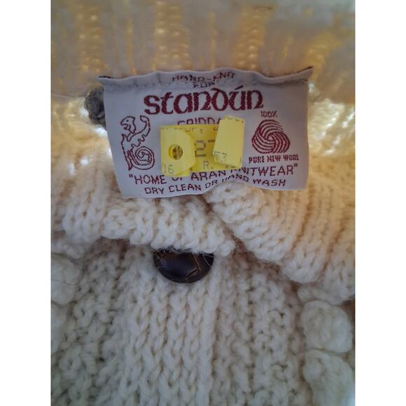 Vtg Standun Womens L Hand Knit Chunky Wool Ireland Fisherman Grandpa Sweater - Picture 11 of 12